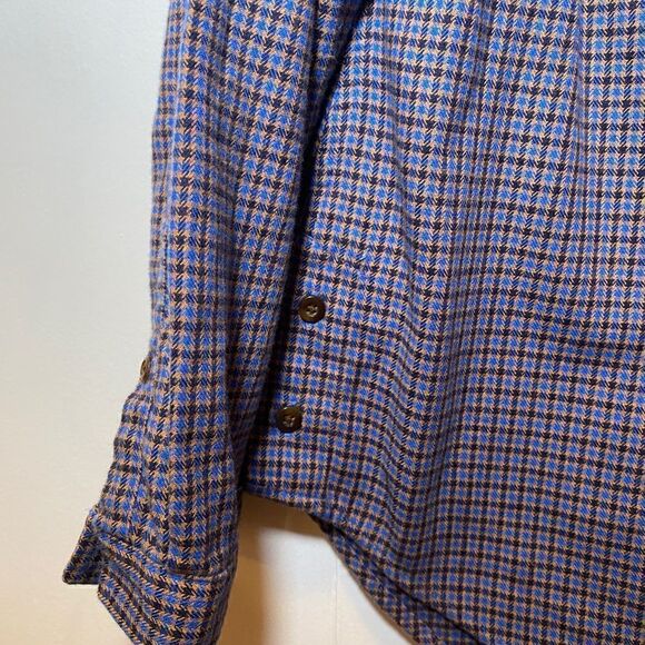 L.L. BEAN Long Sleeve Button-Up Flannel Wicked Good Top Nutmeg Blue Women’s MP - Picture 4 of 7